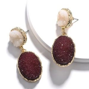 👗 Anthropologie Quartz Red Druzy Earrings